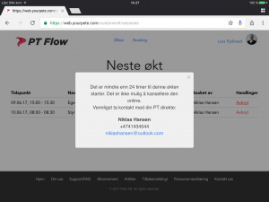 Varselmelding på Online Booking