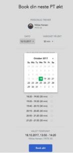 treningsapp booking